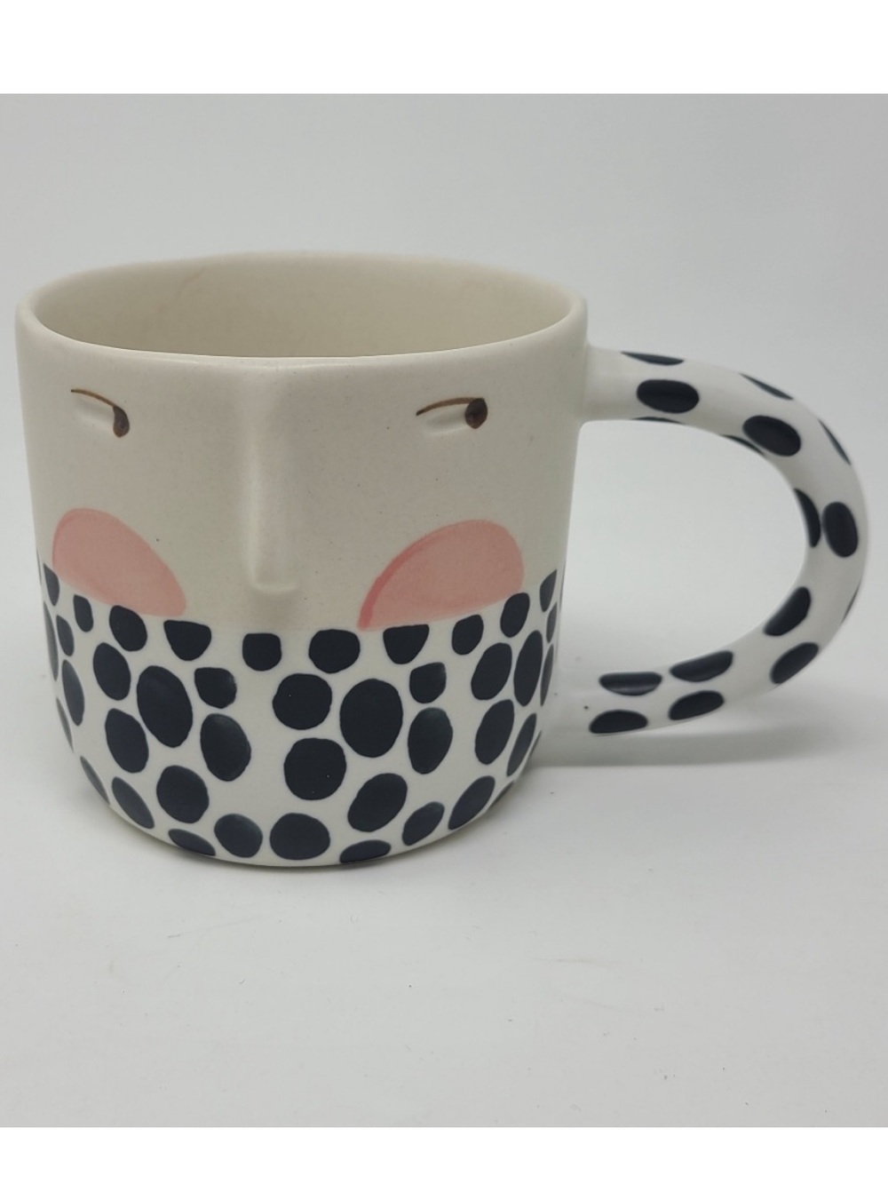 Anthropologie Fotini Tikkou Visage Polka Dot Face Mug 3D Ceramic Coffee Tea NEW